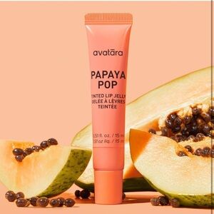 Avatara Papaya Pop Tinted Lip Jelly, Hydrating Lip Gloss Treatment, Peachy-coral